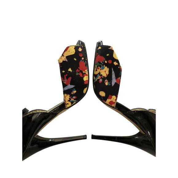 Bakers Women's size 5 Black Multicolor Peep-Toe Ankle Strap pump Heels - Picture 5 of 7